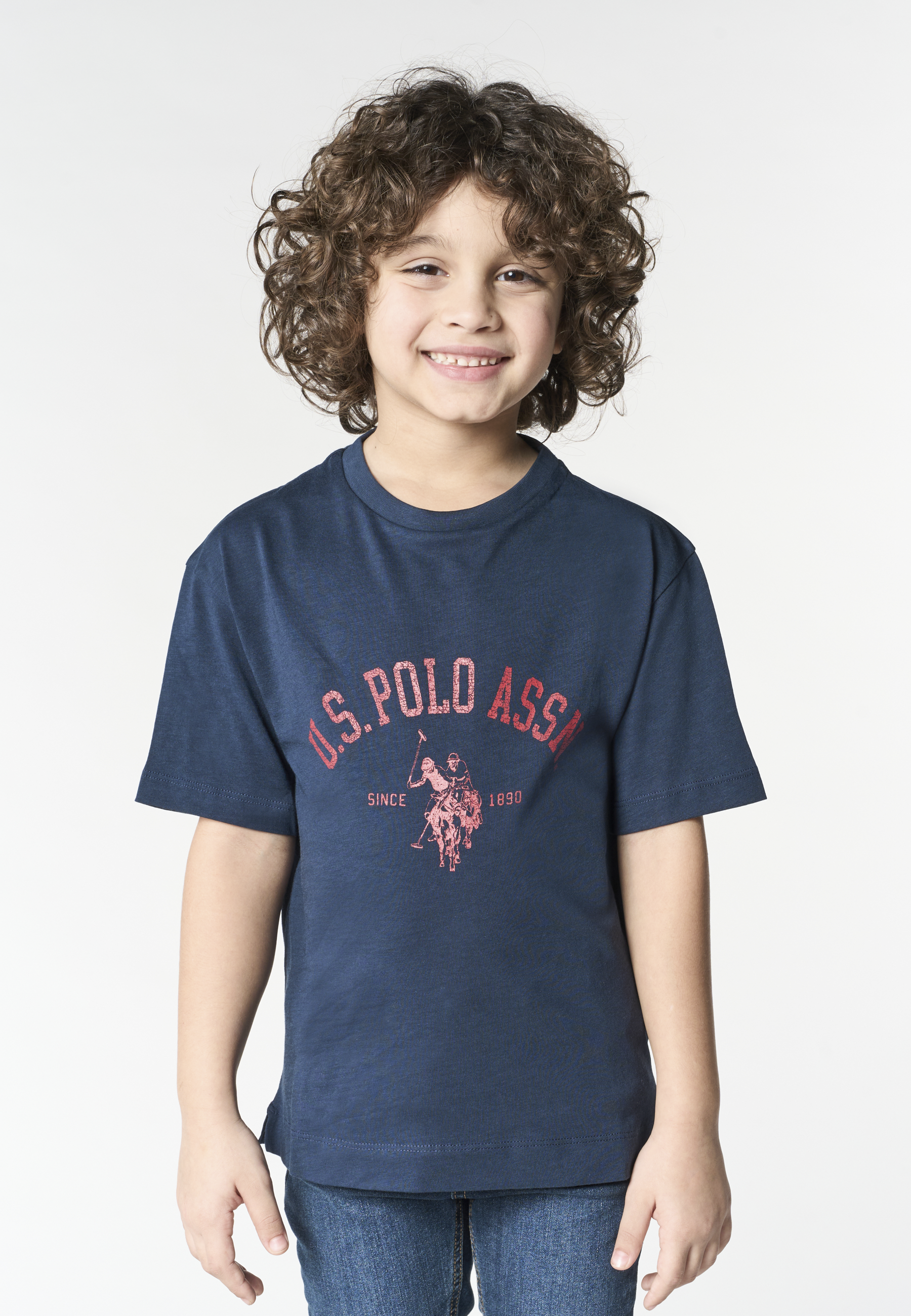 T-shirt a maniche corte da bambino con stampa logo frontale