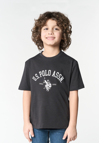 T-shirt a maniche corte da bambino con stampa logo frontale