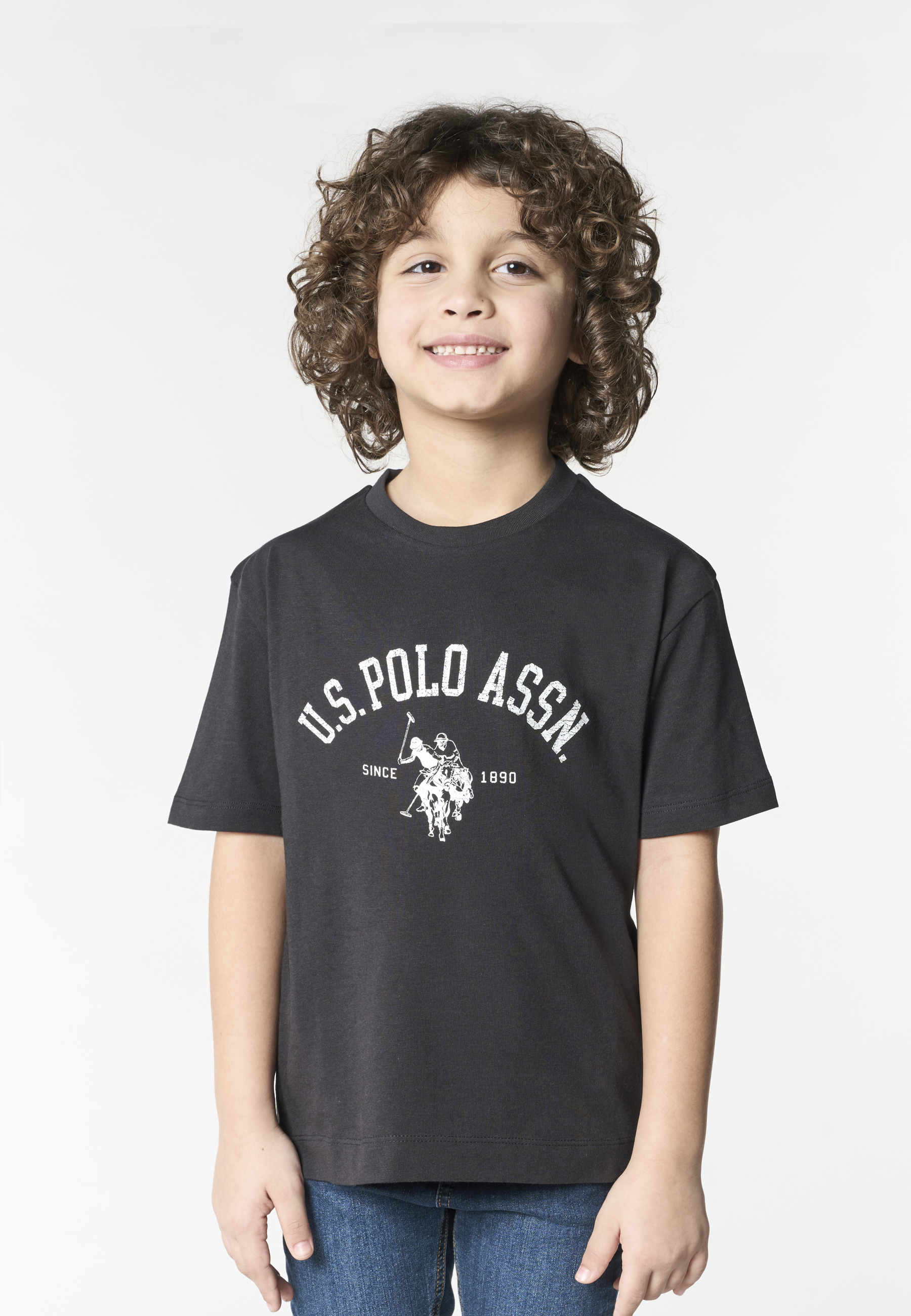 T-shirt a maniche corte da bambino con stampa logo frontale