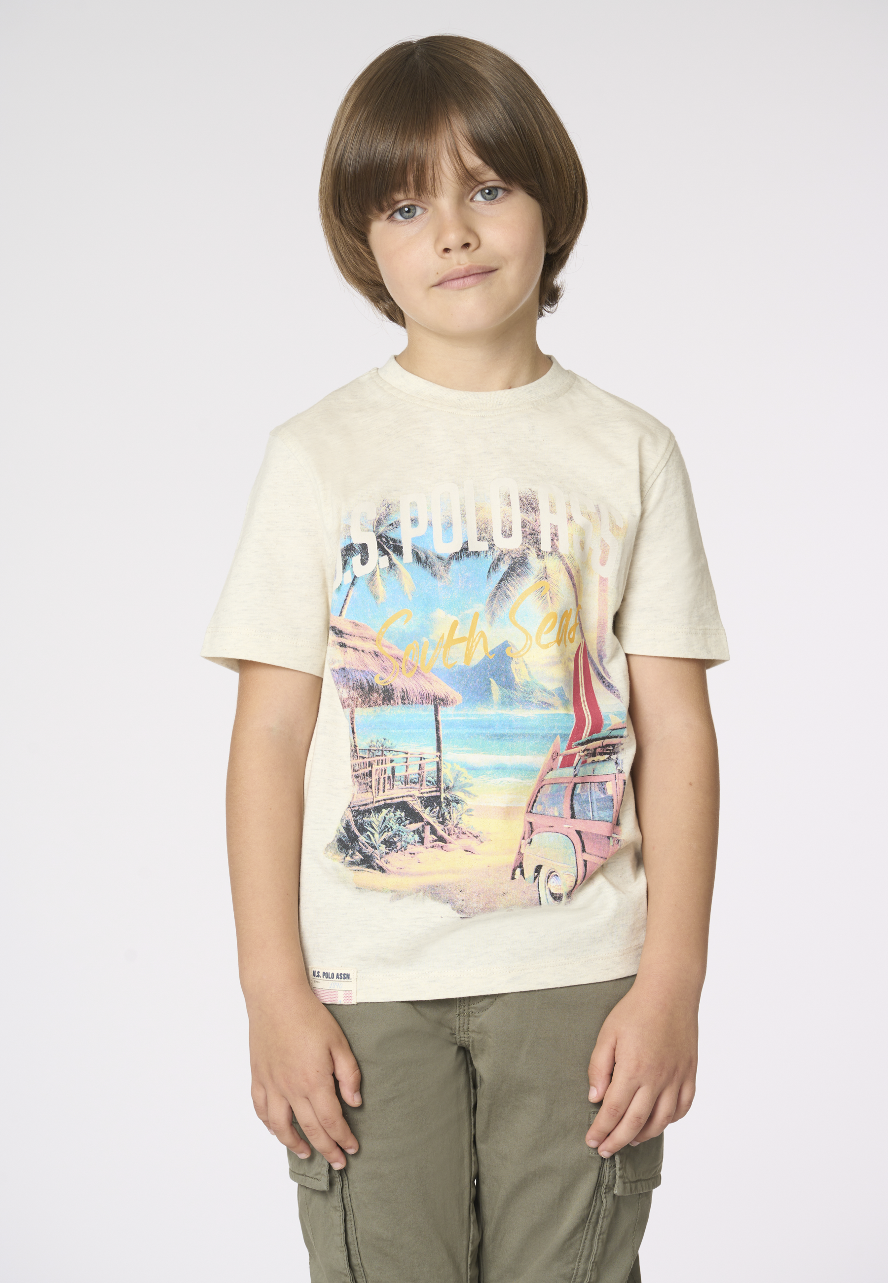 T-shirt girocollo da bambino con stampa grafica frontale