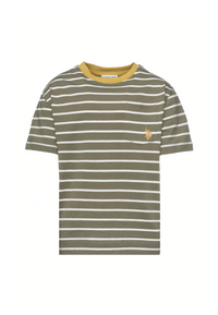 T-shirt a righe da bambino con taschino e logo