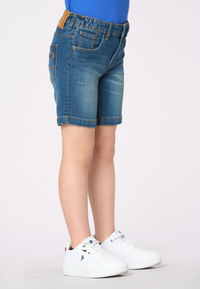 Pantalone corto da bambino in denimn con vita elasticizzata