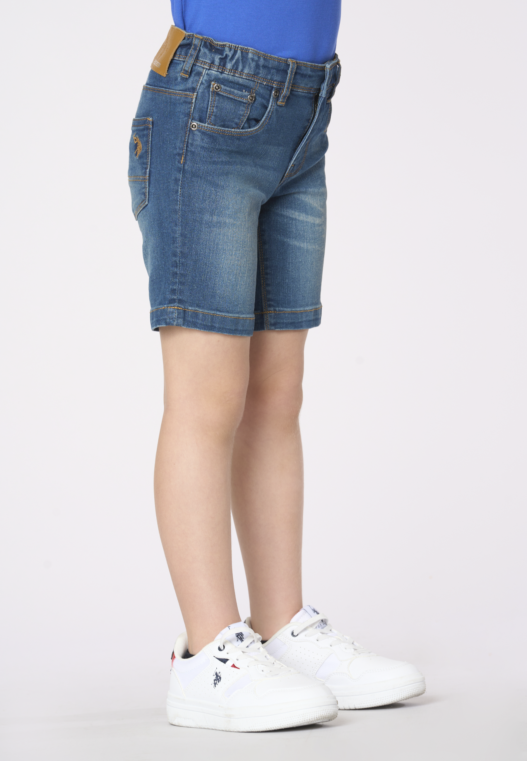 Pantalone corto da bambino in denimn con vita elasticizzata