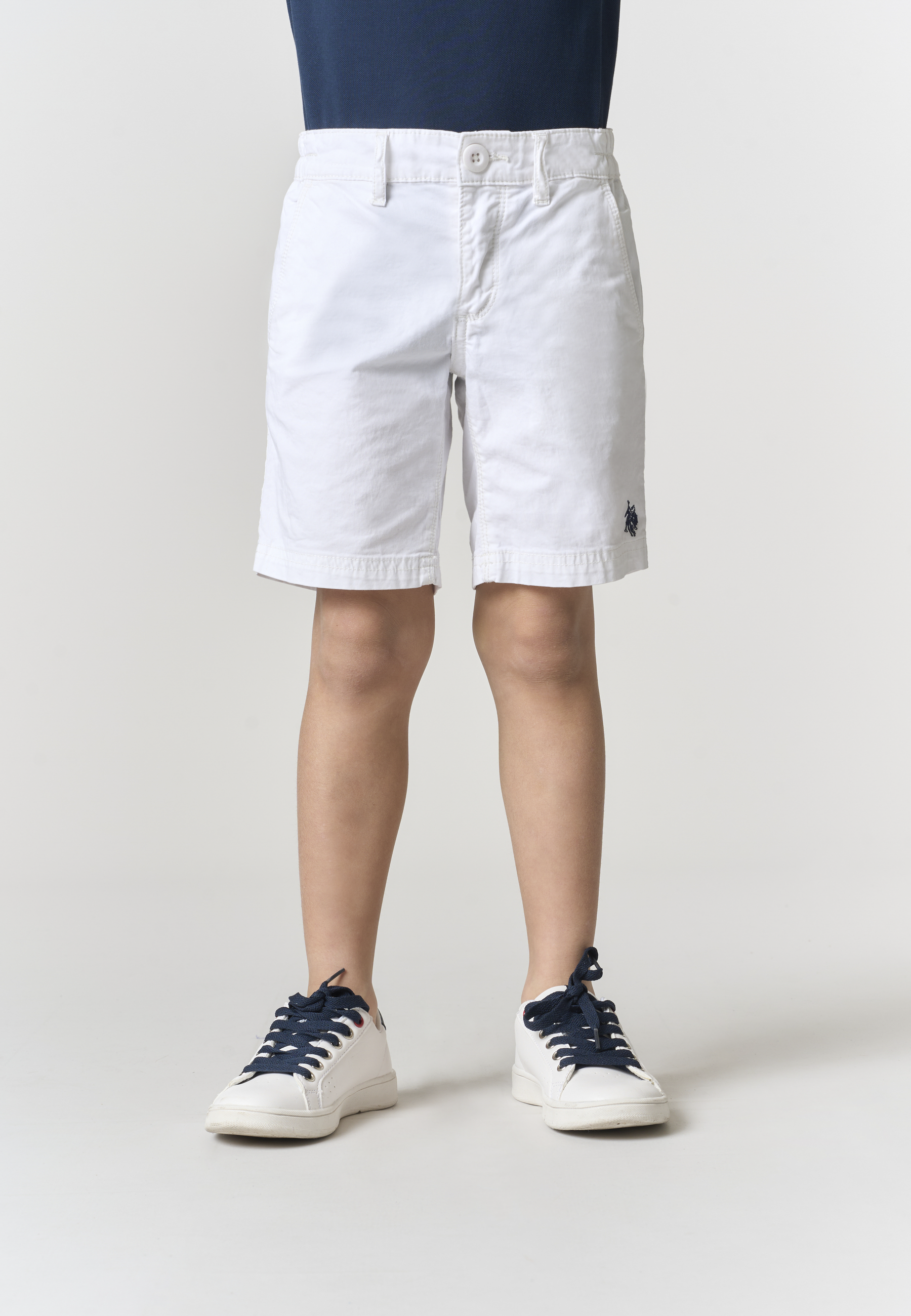 Pantalone corto chino in cotone da bambino con vita elasticizzata