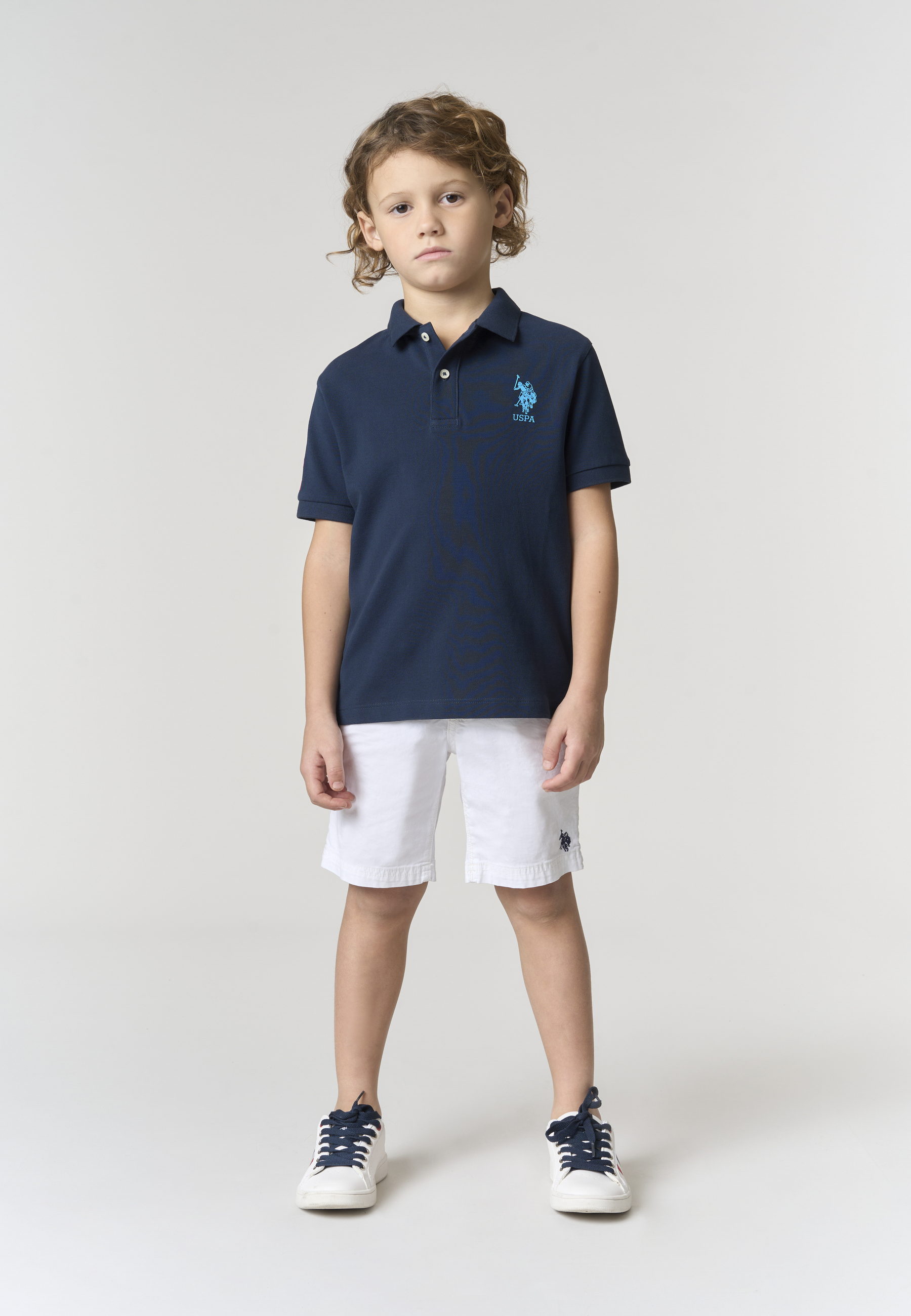 Pantalone corto chino in cotone da bambino con vita elasticizzata