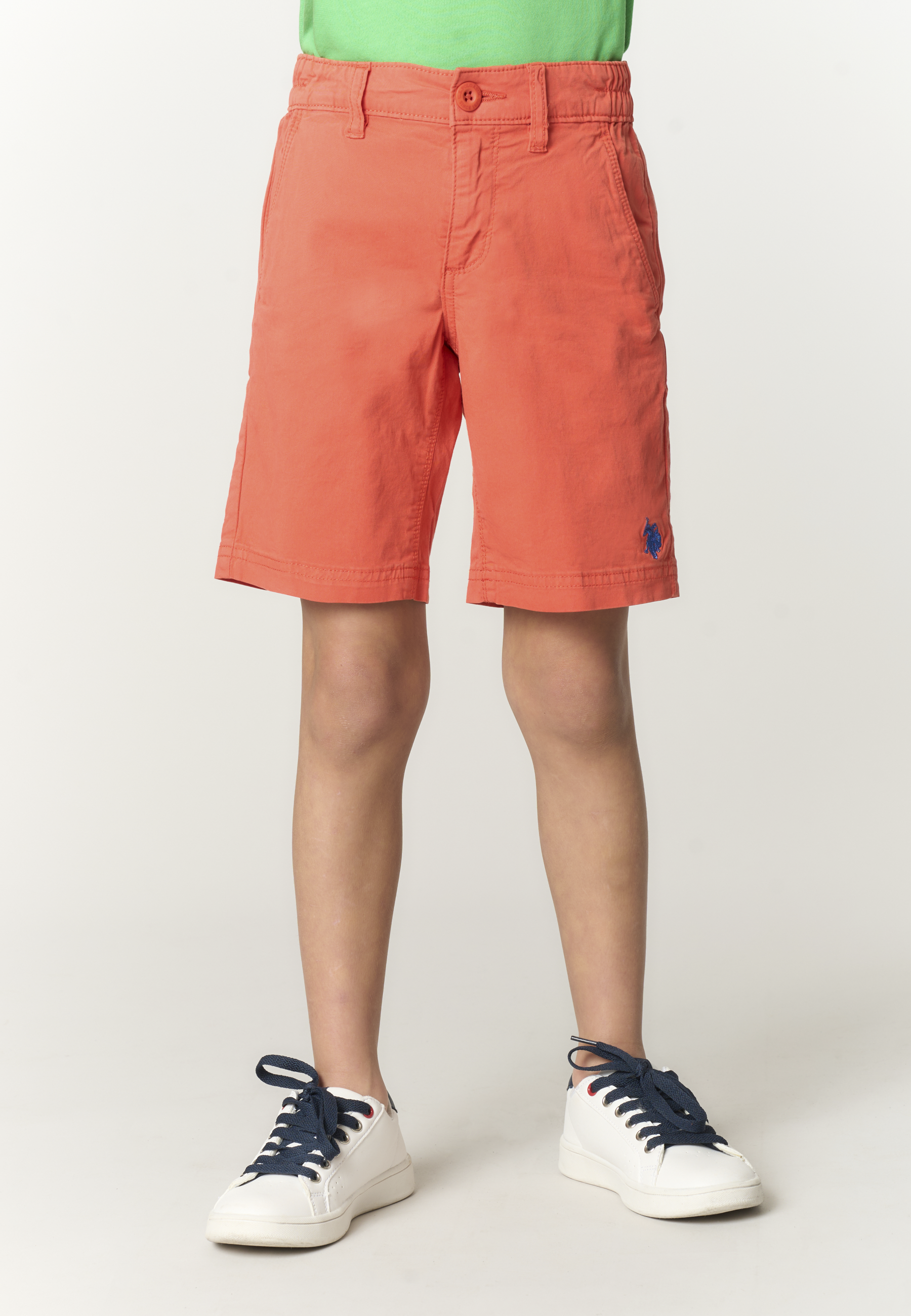 Pantalone corto chino in cotone da bambino con vita elasticizzata