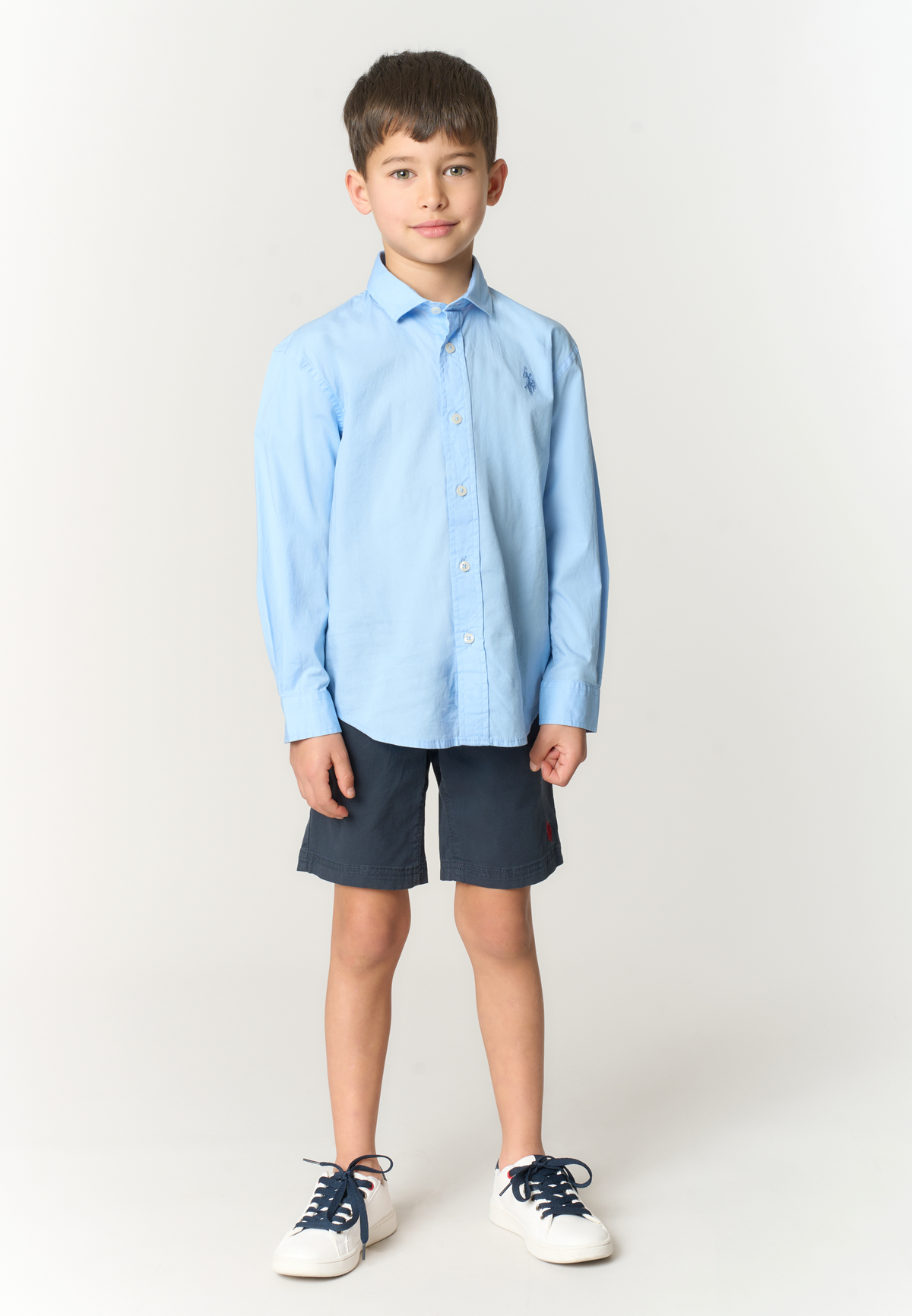 Pantalone corto chino in cotone da bambino con vita elasticizzata