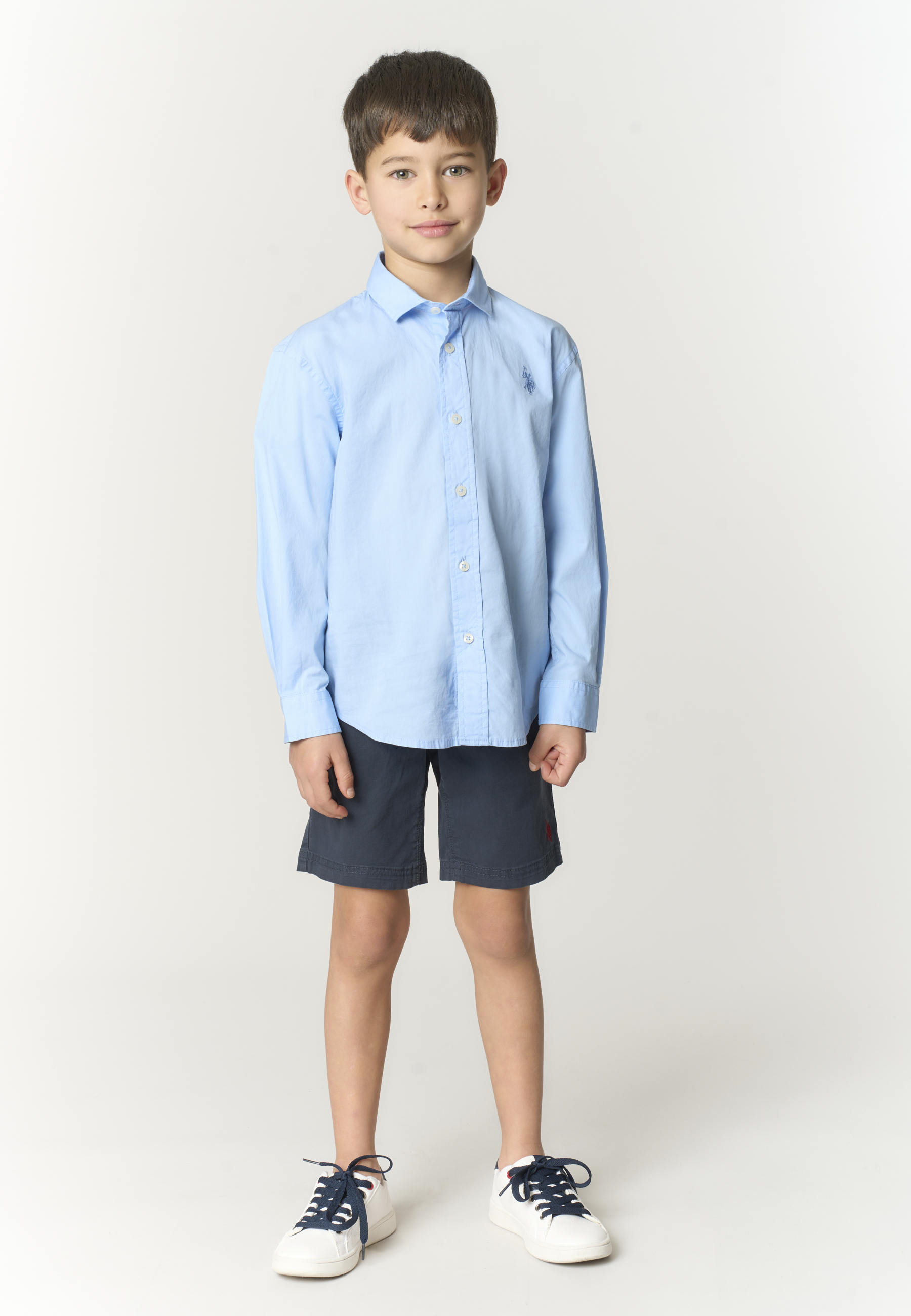 Pantalone corto chino in cotone da bambino con vita elasticizzata
