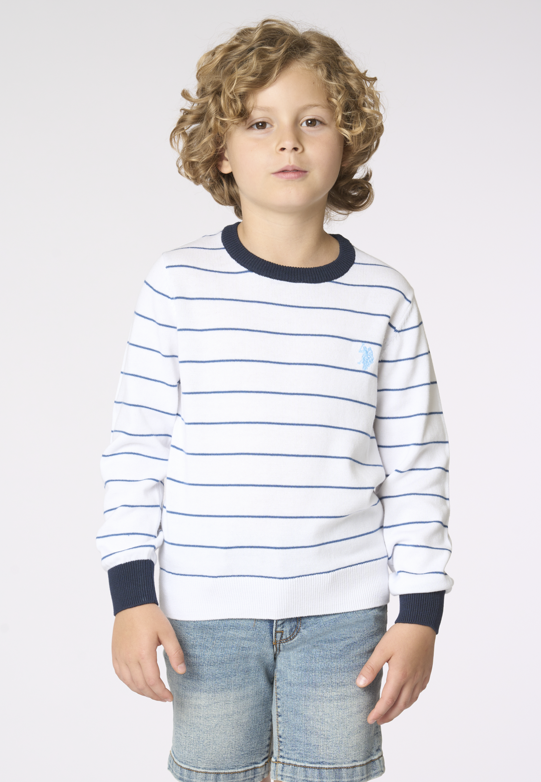 Maglia girocollo a righe da bambino