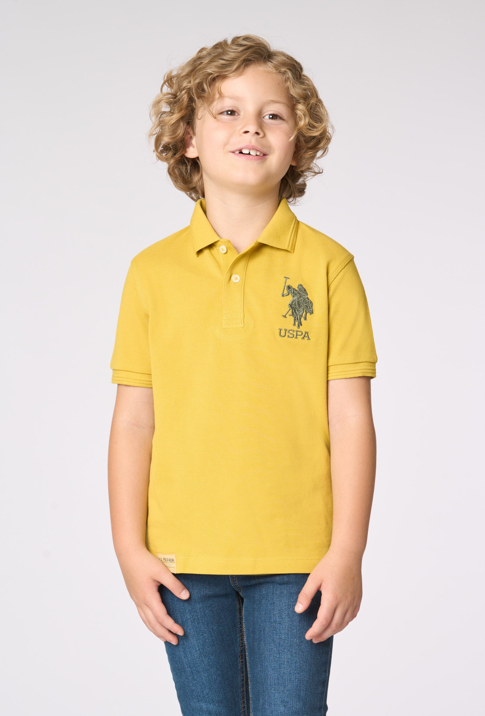 Polo shirt da bambino in cotone con logo maxi ricamato