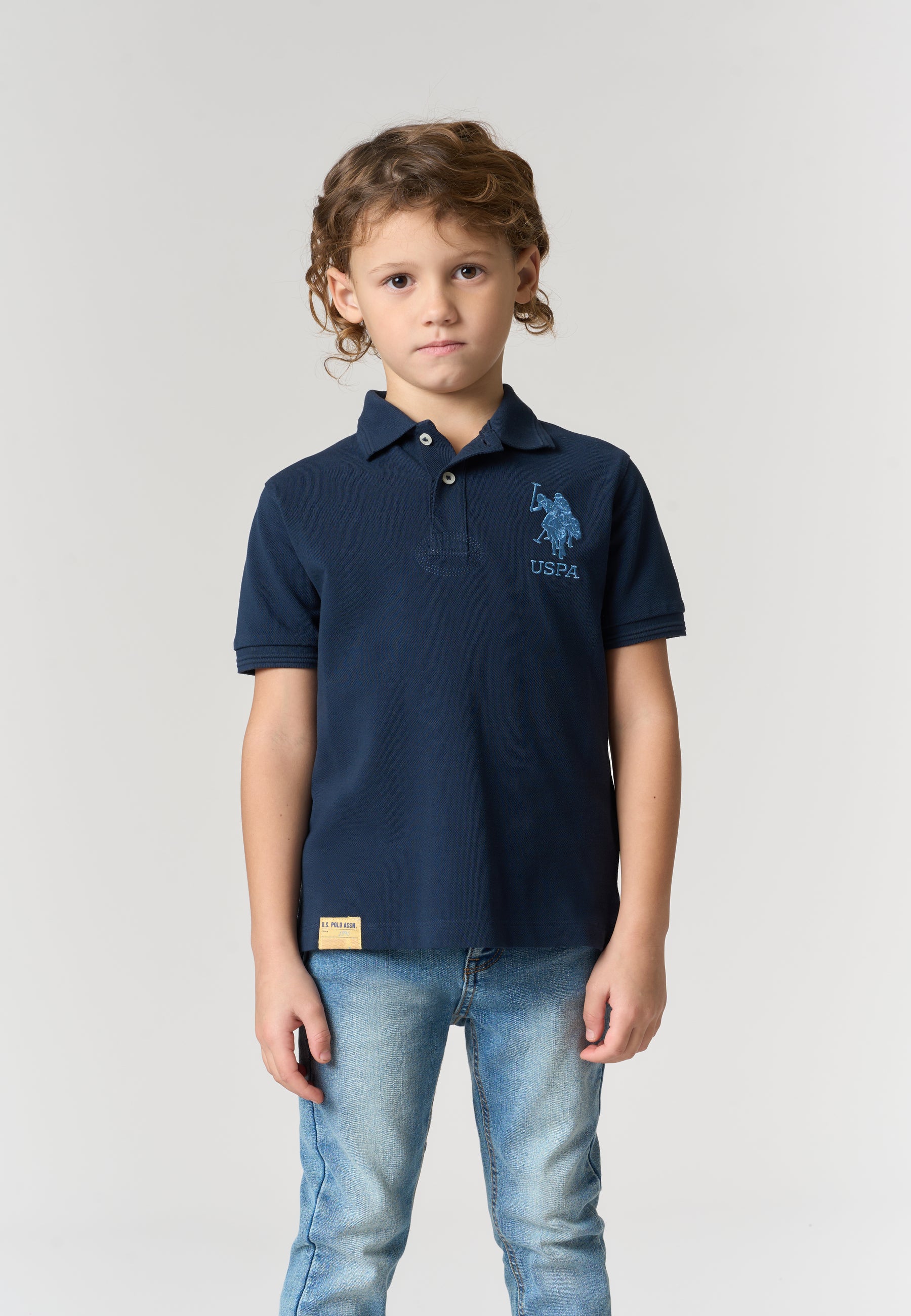 Polo shirt da bambino in cotone con logo maxi ricamato