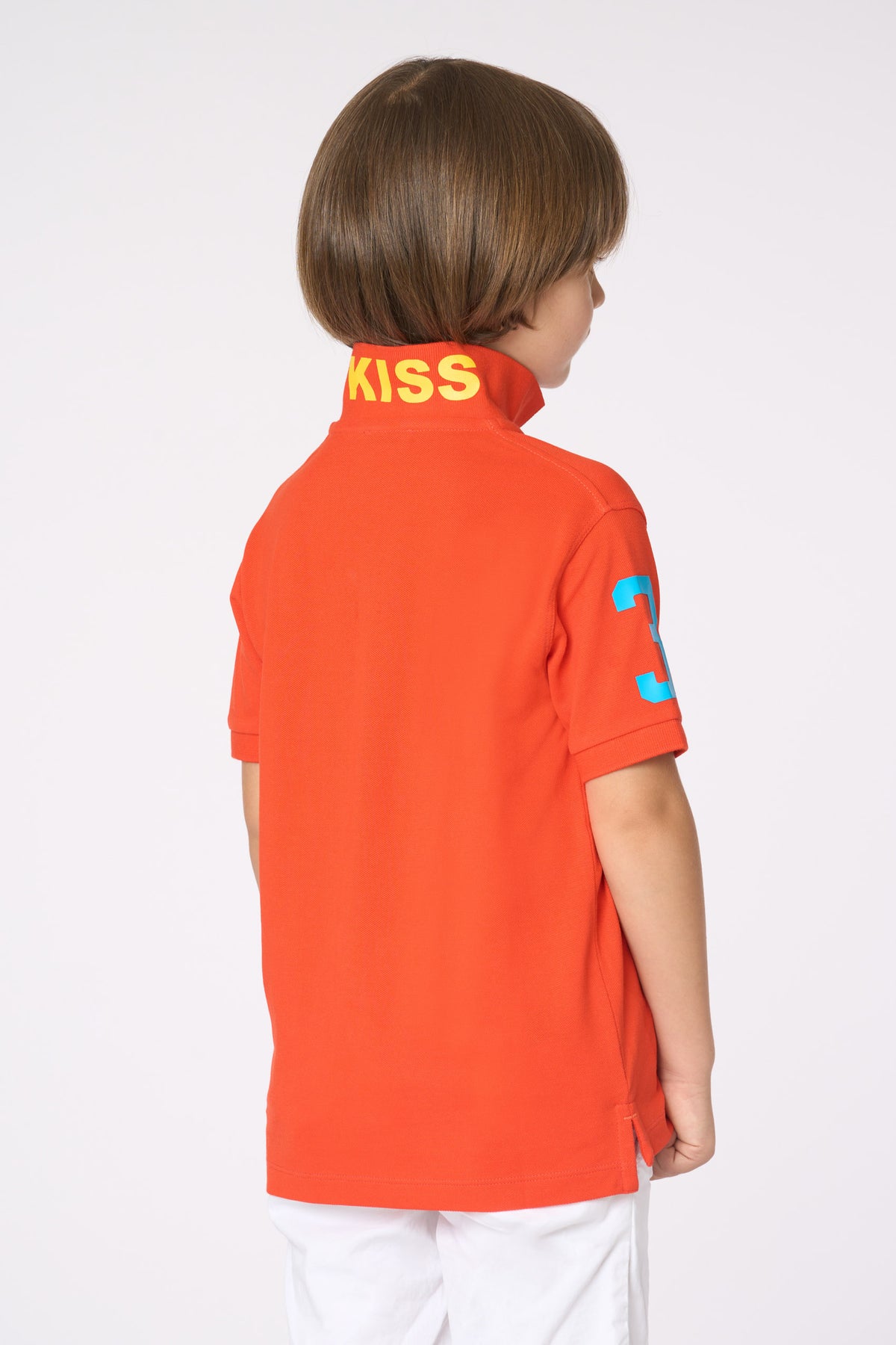 Polo shirt da bambino con logo, numero e stampa nel sottocolletto