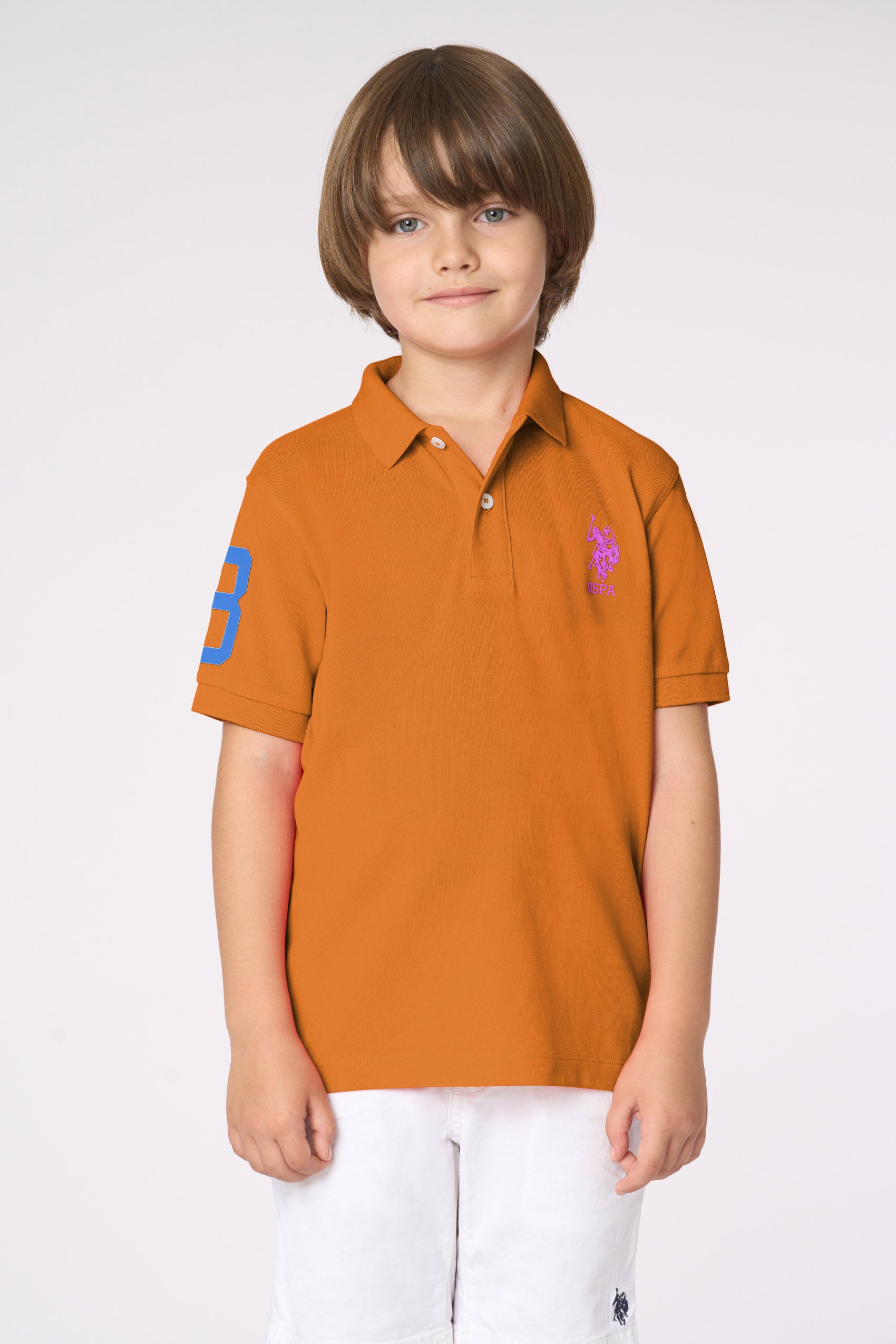 Polo shirt da bambino con logo, numero e stampa nel sottocolletto