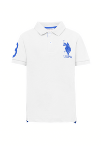 Polo shirt da bambino in cotone con logo maxi ricamato