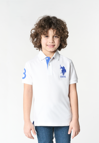 Polo shirt da bambino in cotone con logo maxi ricamato