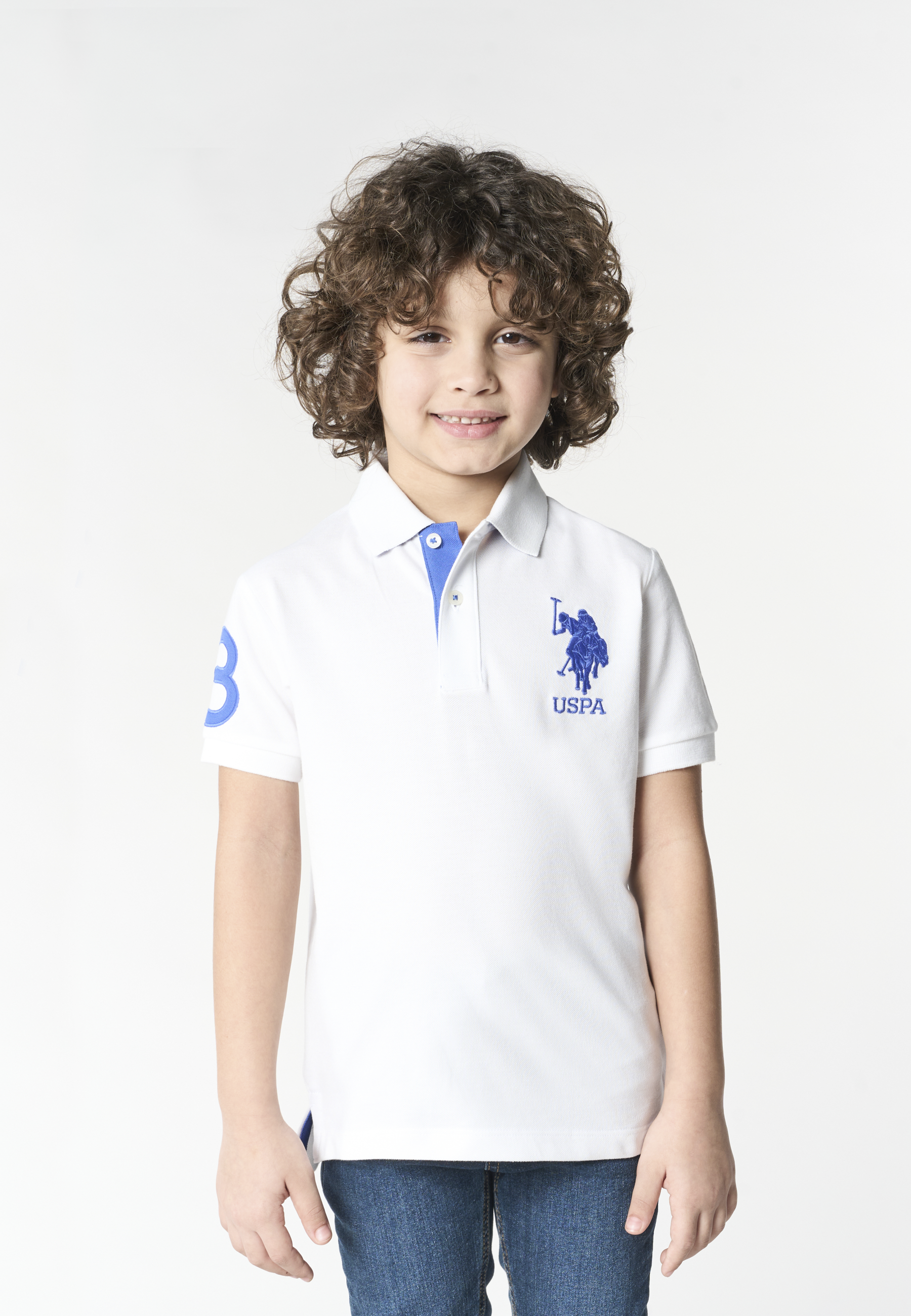 Polo shirt da bambino in cotone con logo maxi ricamato
