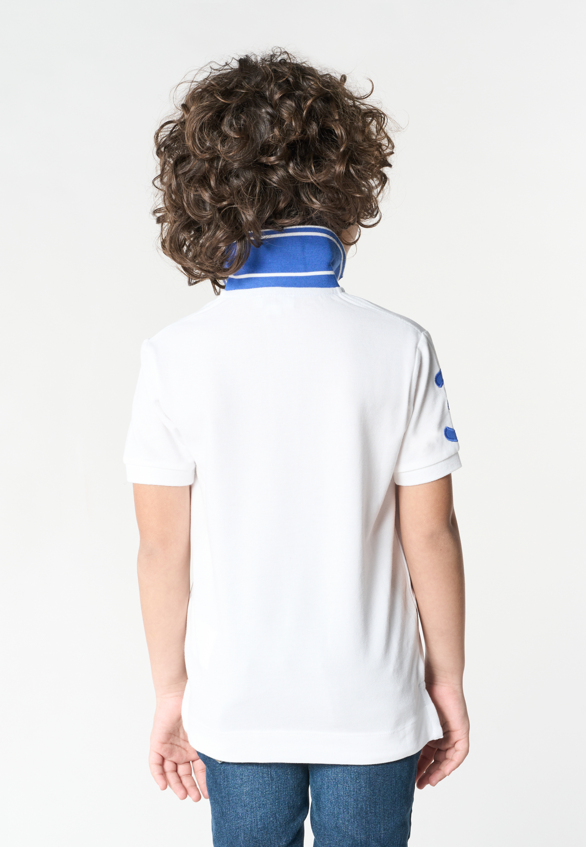 Polo shirt da bambino in cotone con logo maxi ricamato