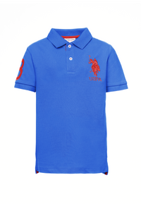 Polo shirt da bambino in cotone con logo maxi ricamato