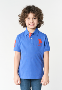 Polo shirt da bambino in cotone con logo maxi ricamato