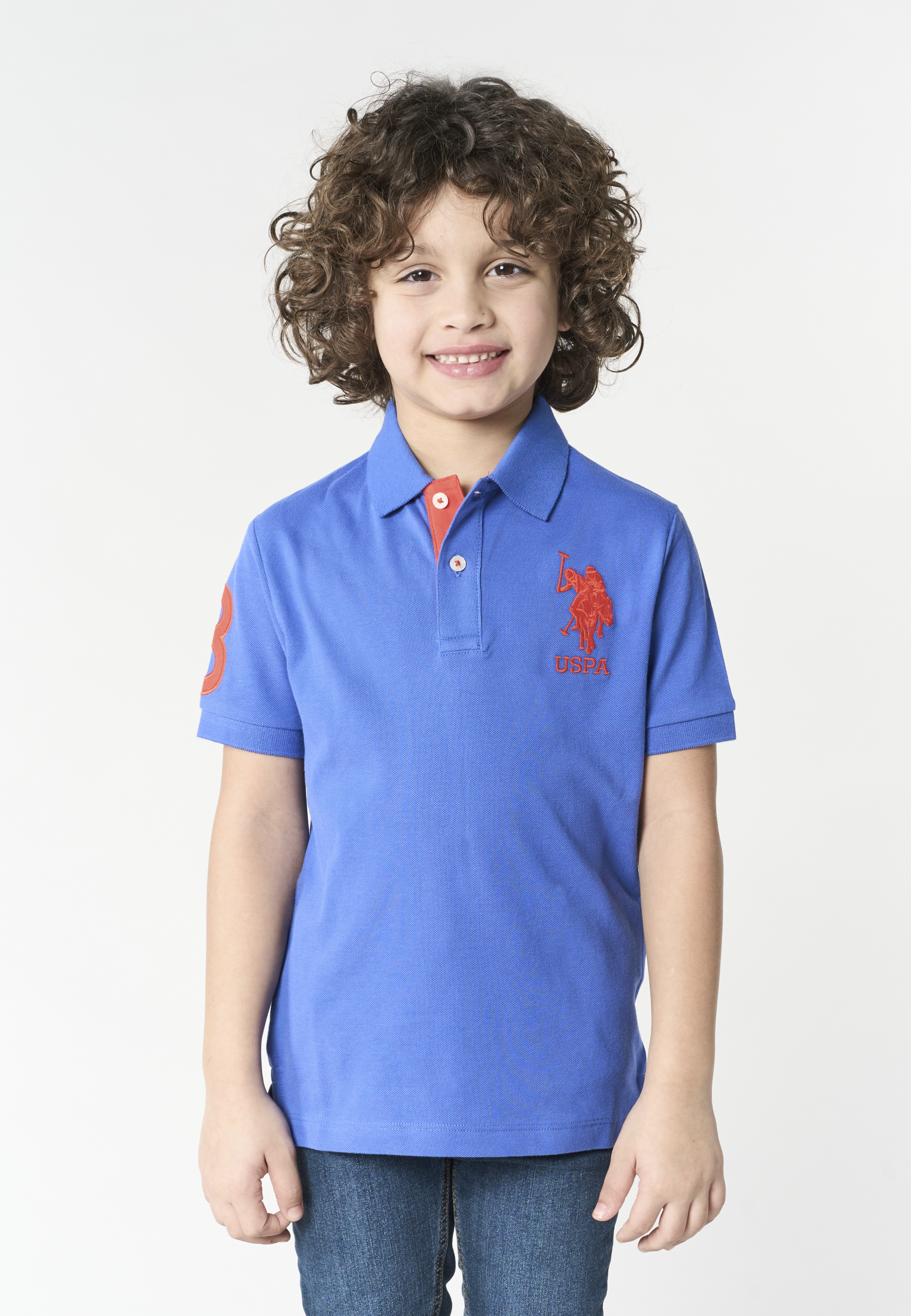 Polo shirt da bambino in cotone con logo maxi ricamato