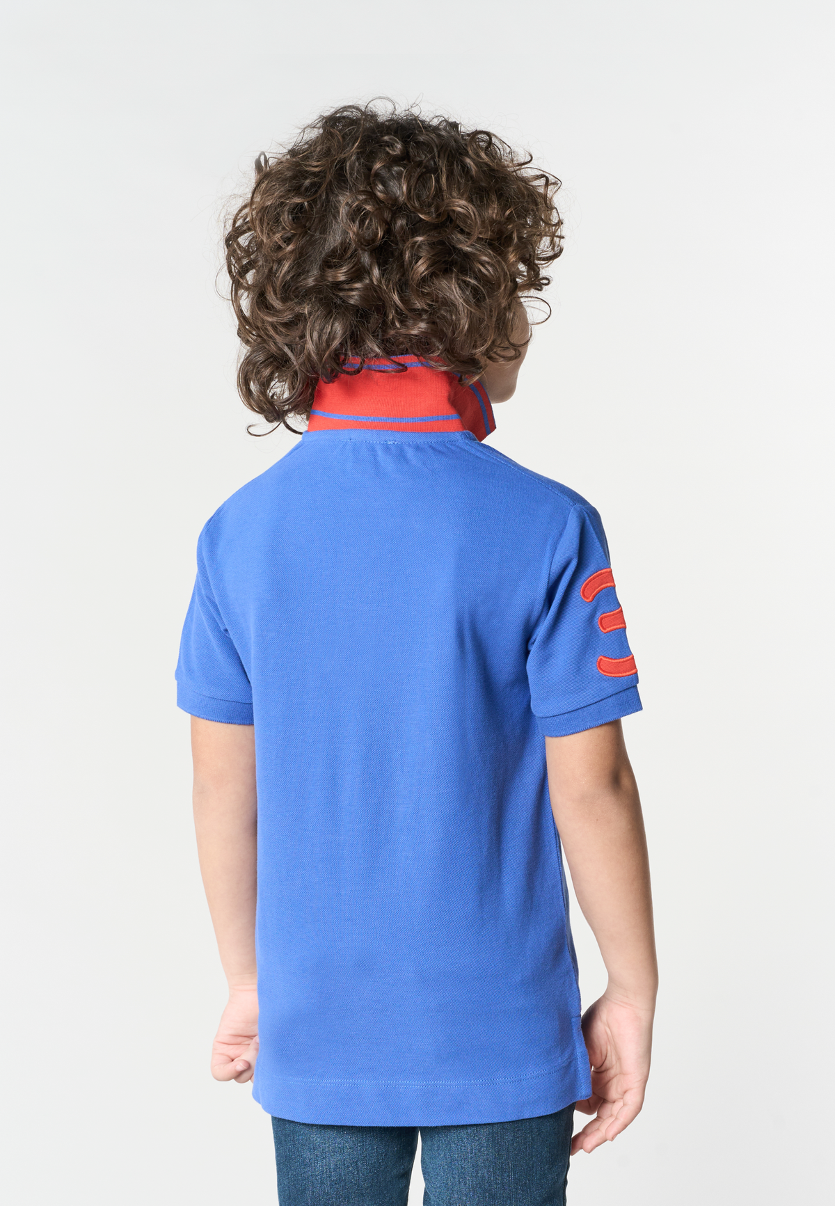 Polo shirt da bambino in cotone con logo maxi ricamato
