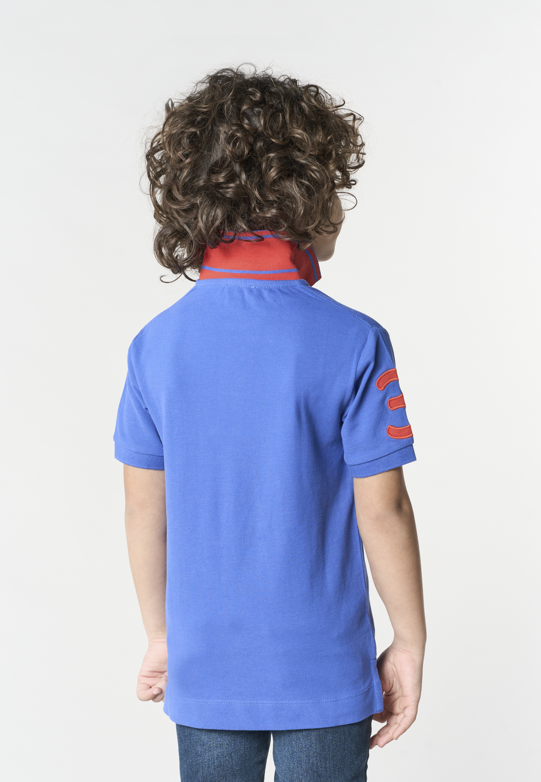 Polo shirt da bambino in cotone con logo maxi ricamato e numero
