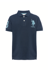Polo shirt da bambino in cotone con logo maxi ricamato