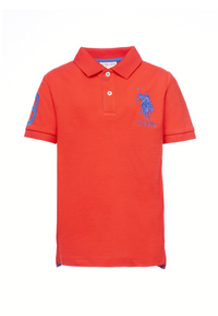 Polo shirt da bambino in cotone con logo maxi ricamato