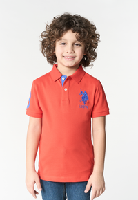 Polo shirt da bambino in cotone con logo maxi ricamato