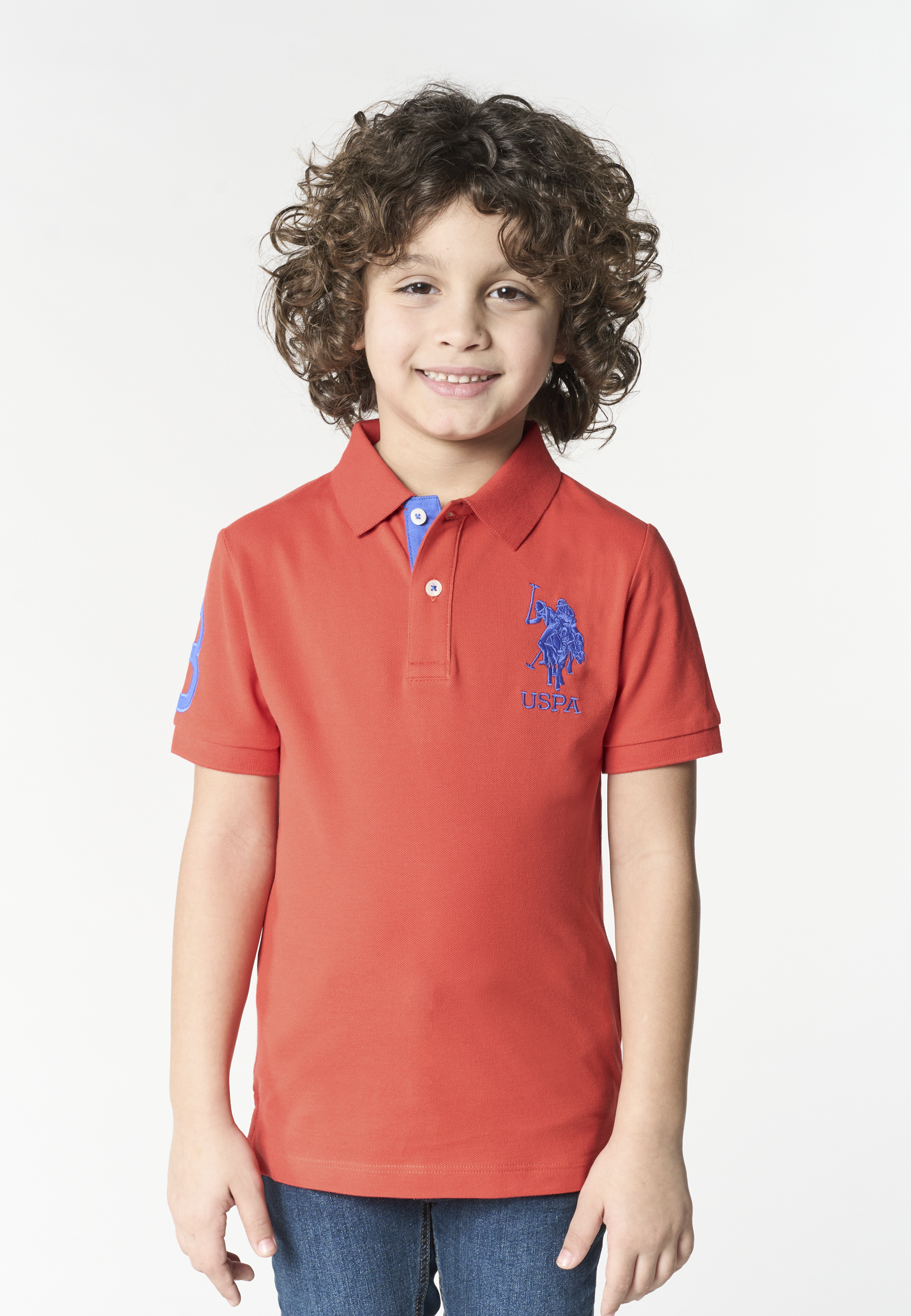 Polo shirt da bambino in cotone con logo maxi ricamato