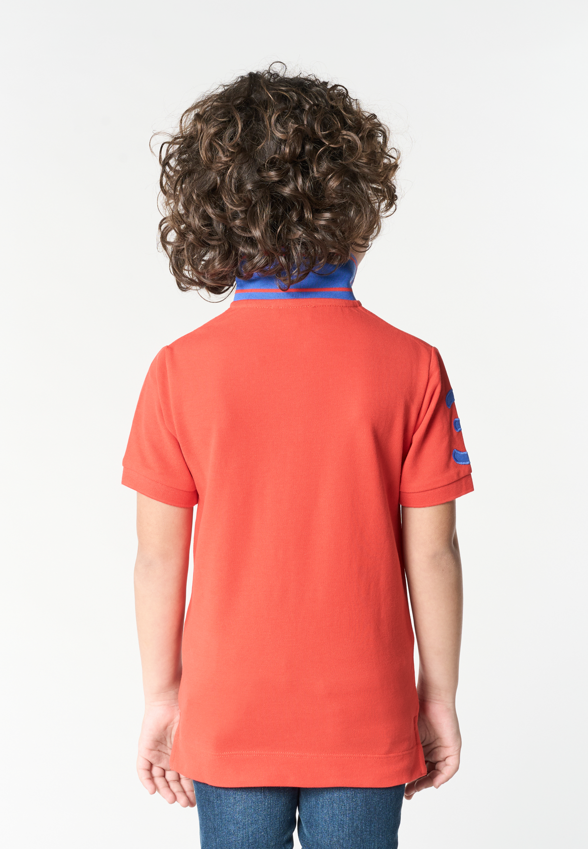 Polo shirt da bambino in cotone con logo maxi ricamato