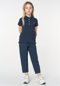 Pantalone sportivo da bambina in cotone stretch con vita elasticizzata