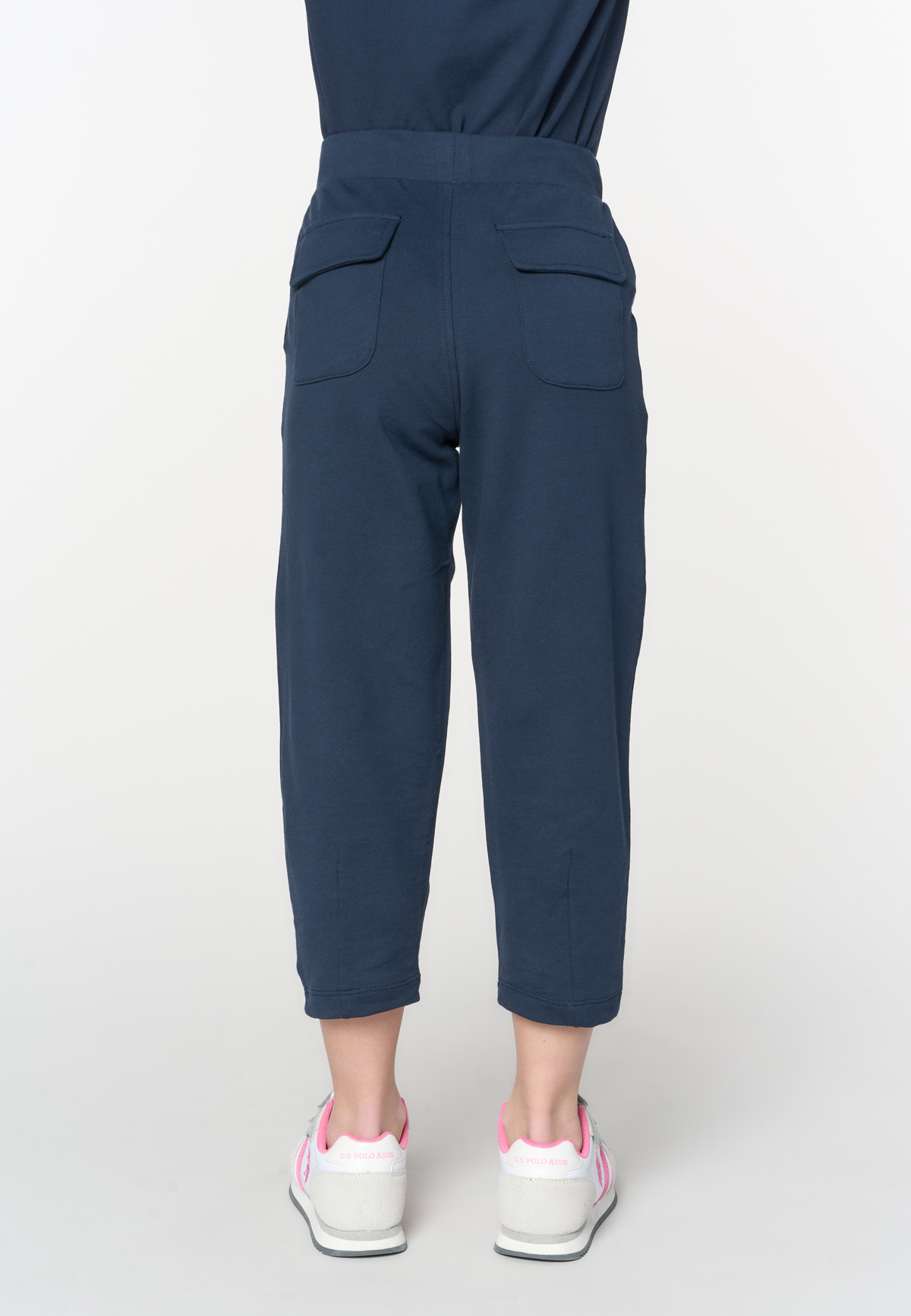 Pantalone sportivo da bambina in cotone stretch con vita elasticizzata
