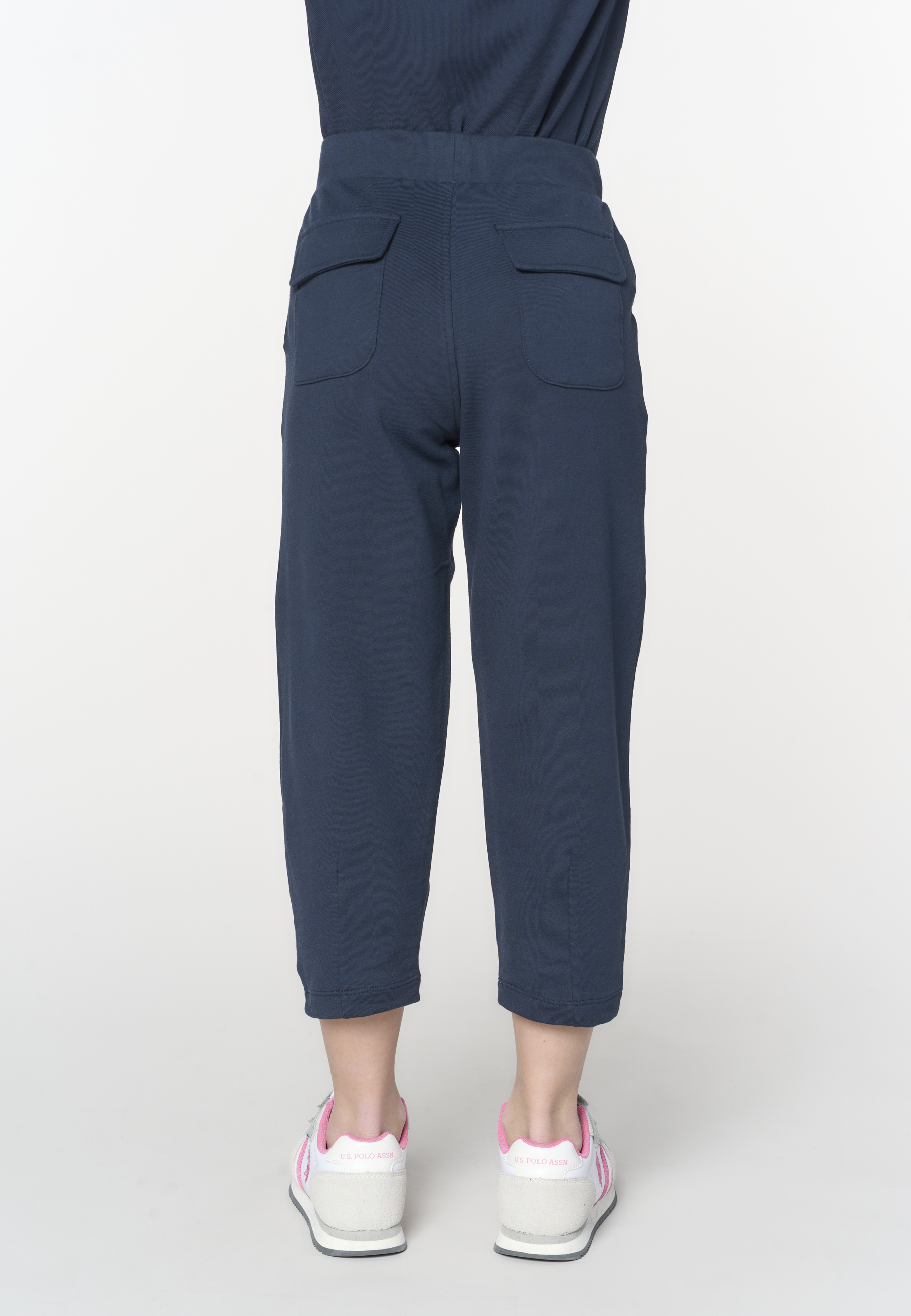 Pantalone sportivo da bambina in cotone stretch con vita elasticizzata