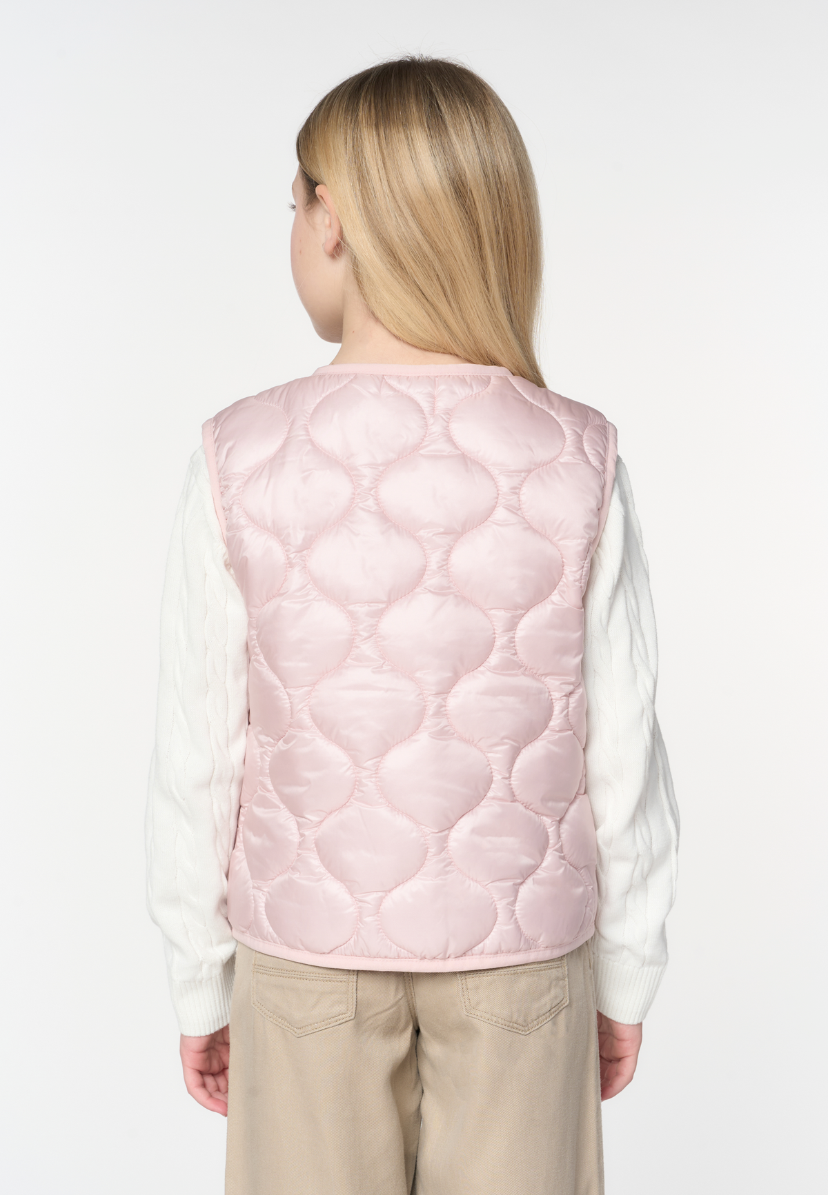 Gilet da bambina in nylon riciclato con trapuntatura