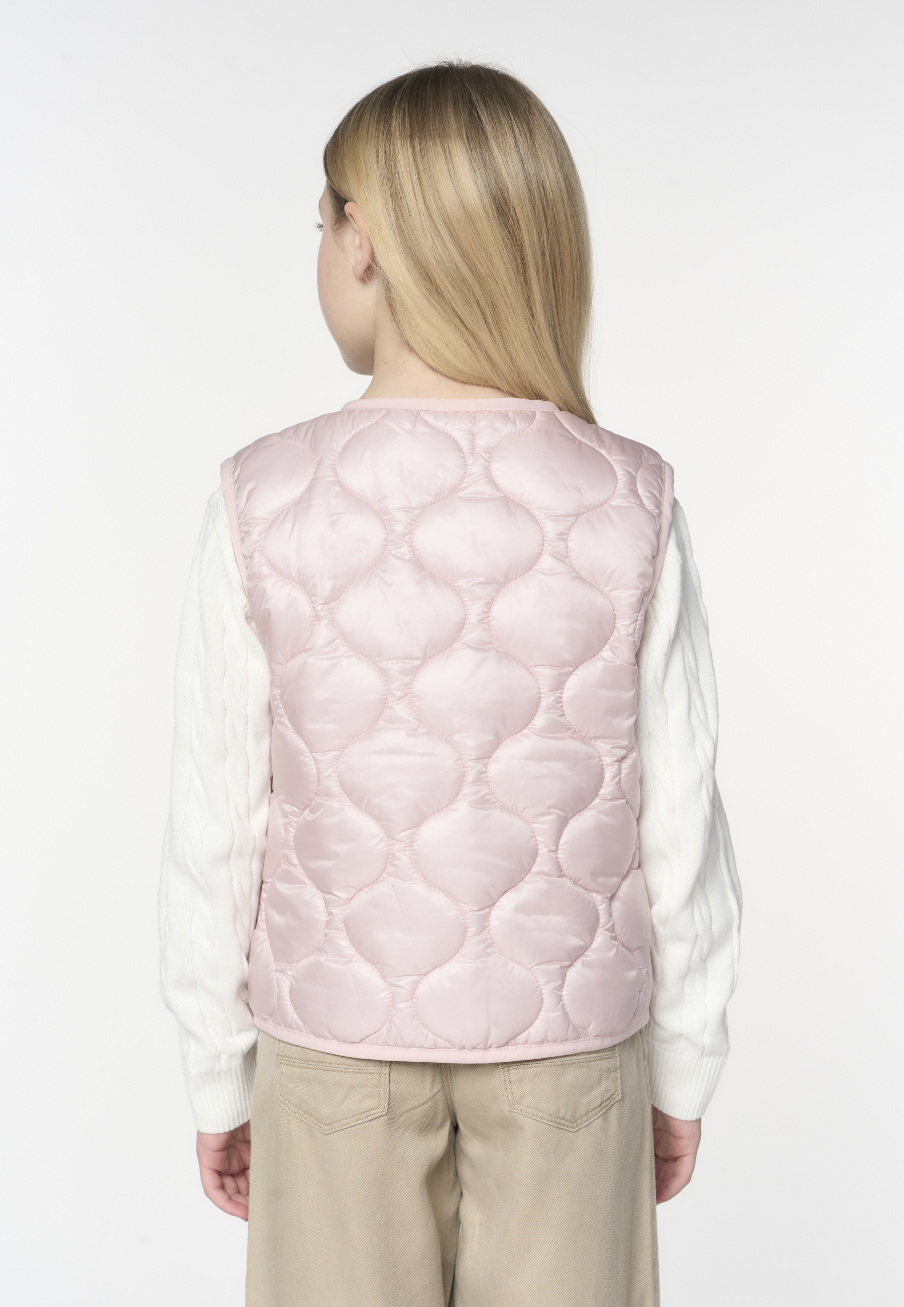 Gilet da bambina in nylon riciclato con trapuntatura