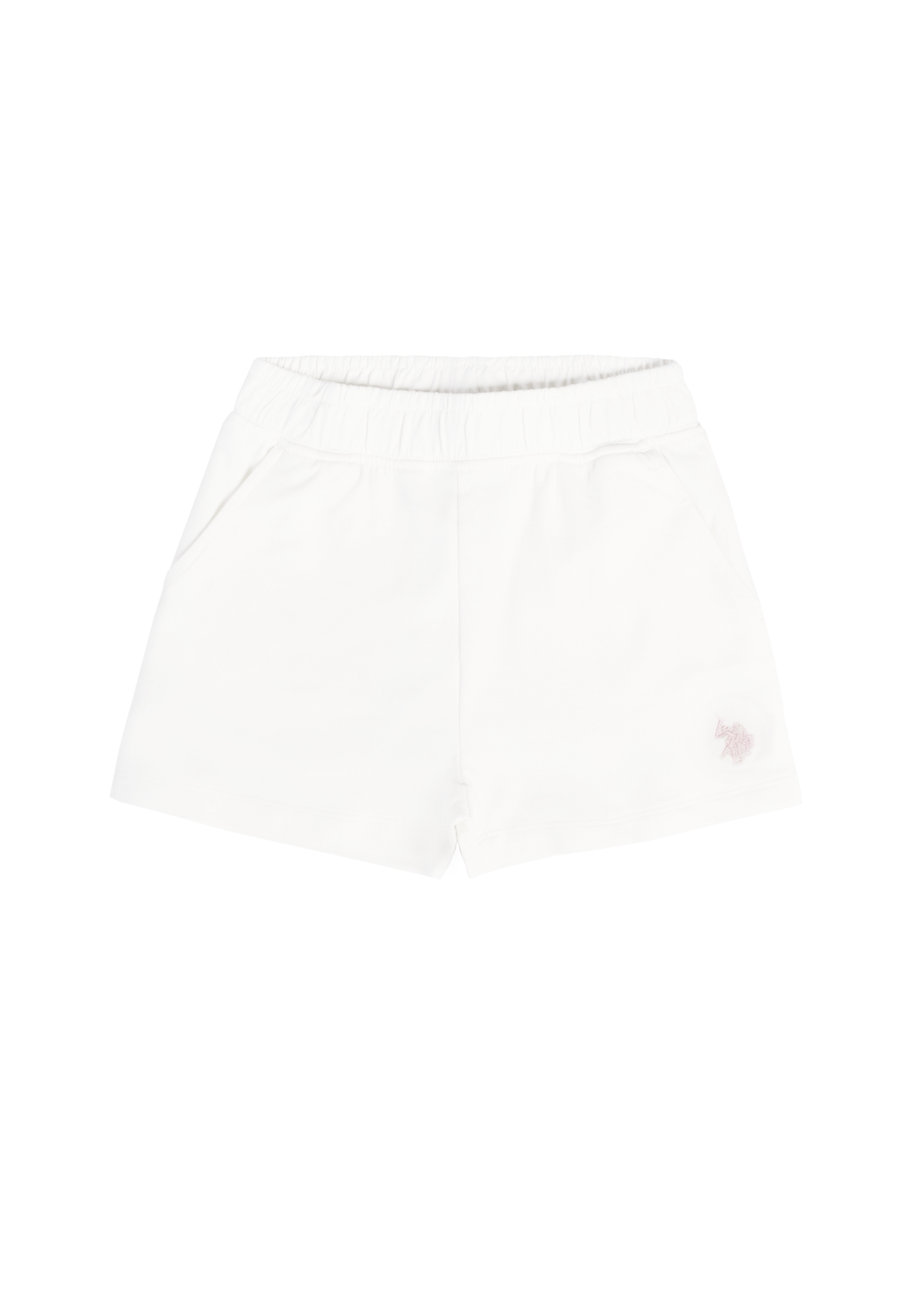 Shorts da bambina con vita elasticizzata, tasche laterali e logo ricamato