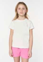 T-shirt a maniche corte da bambina con logo ricamato