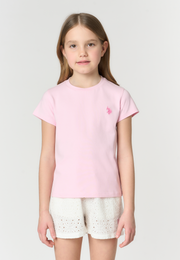 T-shirt a maniche corte da bambina con logo ricamato