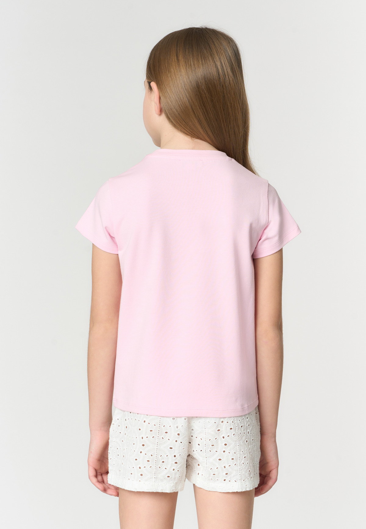 T-shirt a maniche corte da bambina con logo ricamato