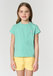 T-shirt a maniche corte da bambina con logo ricamato