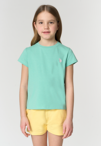 T-shirt a maniche corte da bambina con logo ricamato