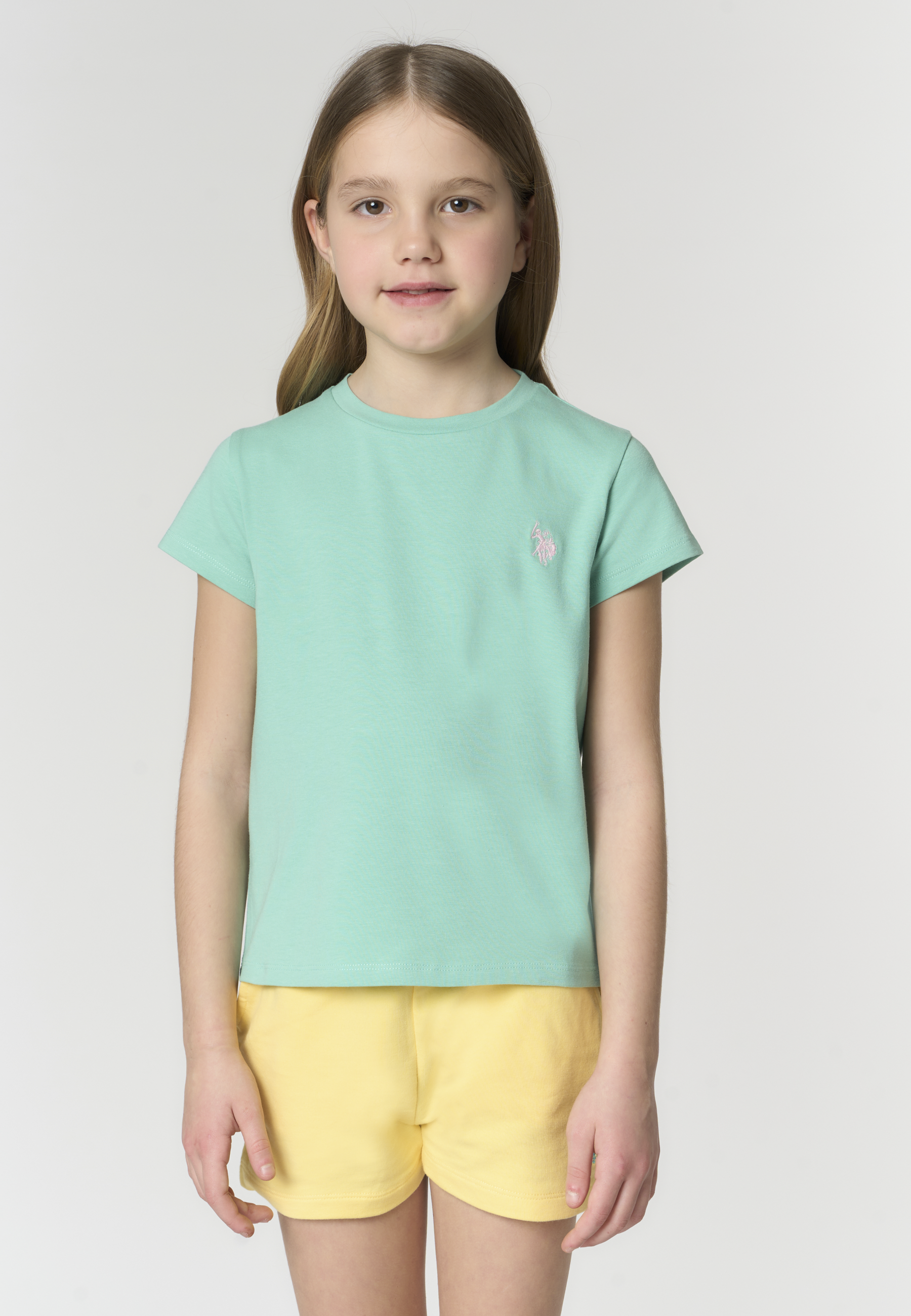 T-shirt a maniche corte da bambina con logo ricamato
