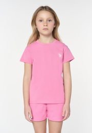 T-shirt a maniche corte da bambina con logo ricamato