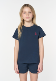 T-shirt a maniche corte da bambina con logo ricamato