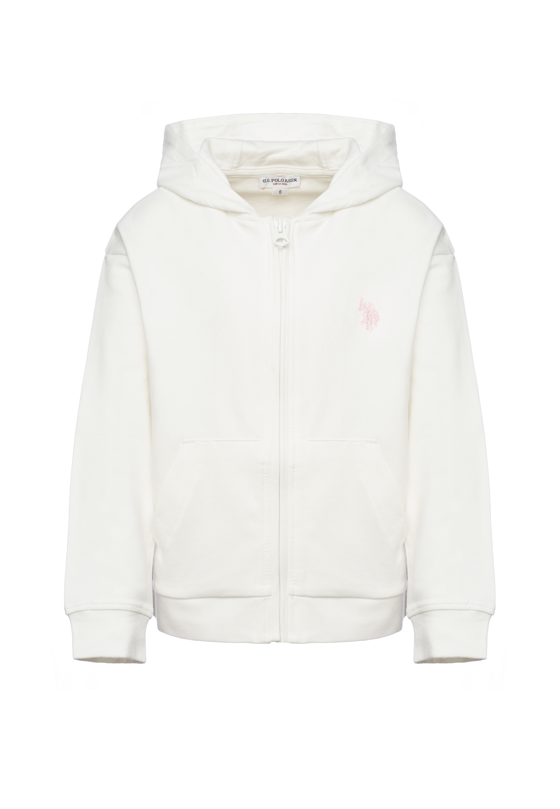 Felpa in cotone da bambina con cappuccio e chiusura zip