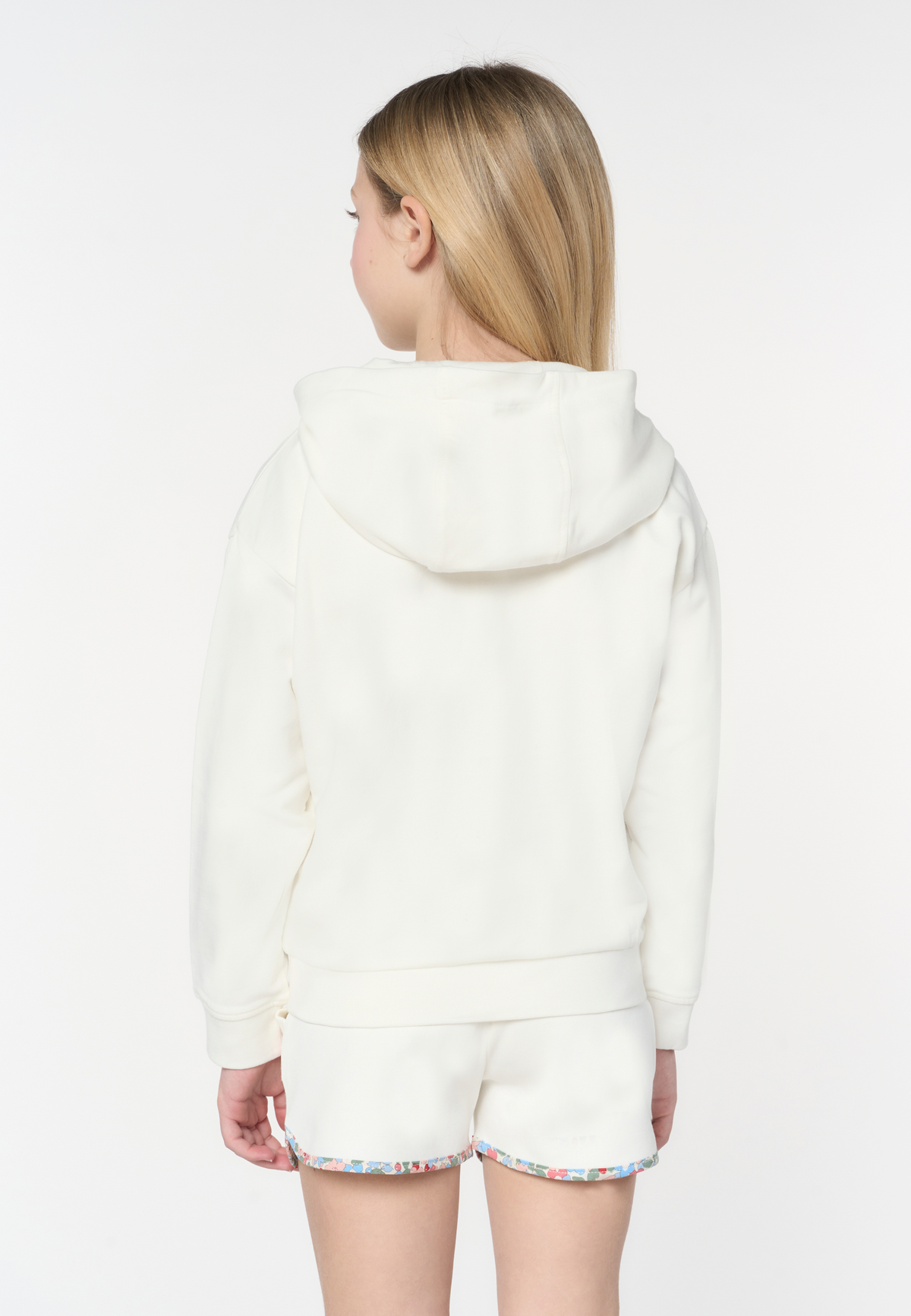 Felpa in cotone da bambina con cappuccio e chiusura zip