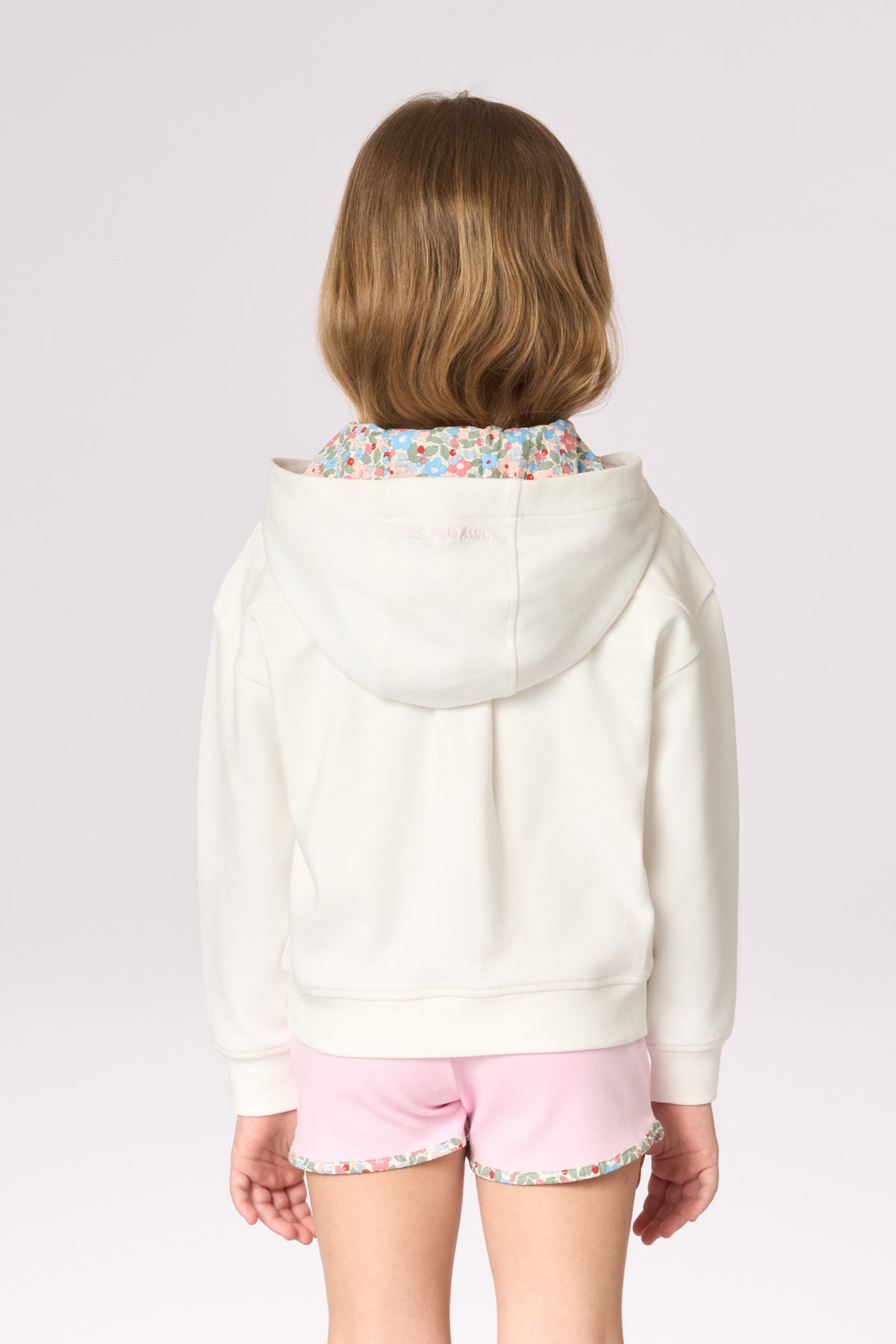 Felpa con cappuccio a fantasia da bambina in cotone interlock