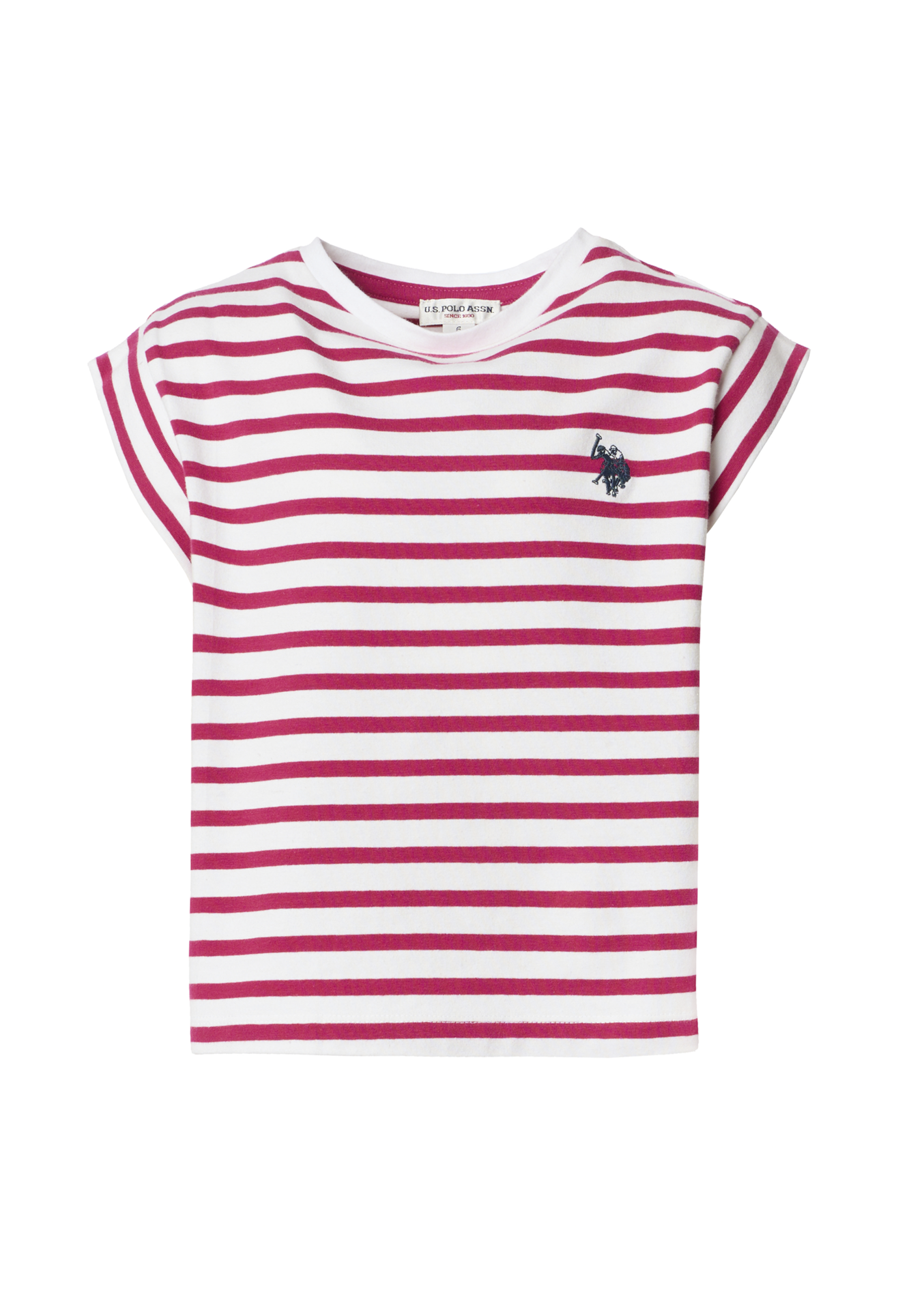 T-shirt a righe in cotone stretch con ricamo Double Horsemen