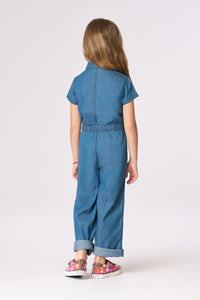 Tuta in denim twill con logo ricamato